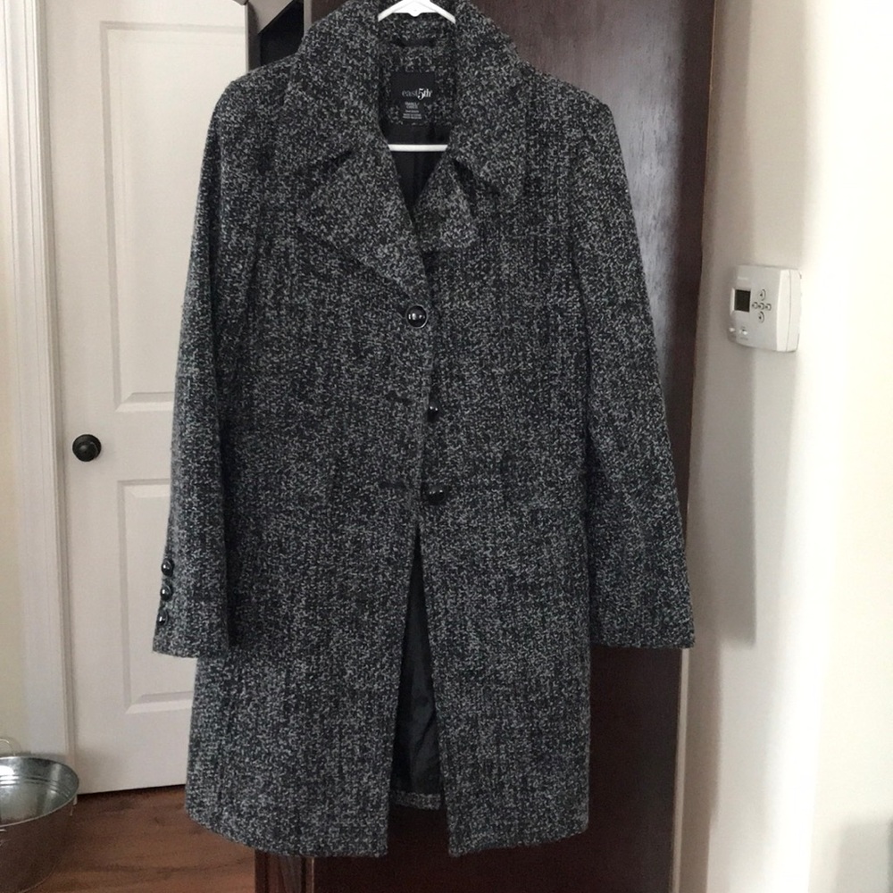 Black and gray peacoat